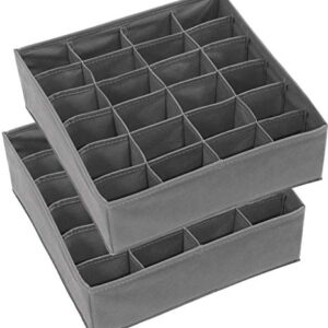 Simple Houseware 2 Pack Closet Socks Organizer, 24 Cell Drawer Divider, Dark Grey