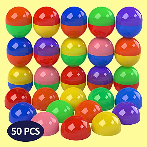 Vending Machine Capsules in Bulk - 50 Pcs Toy Capsules - Assorted Colors 1.3 Inches Oval Plastic Capsules - Prize Container Vending Capsule - Plastic Party Favor Containers