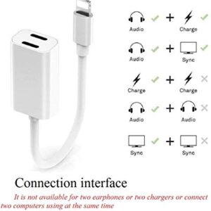 [Apple MFi Certified] iPhone Adapter & Splitter, 2 in 1 Dual Lightning Headphone Jack Aux Audio & Charge Adapter Dongle for iPhone 13/12/SE/11/XS/XR/X/8/7 Support Call + Charge + Sync + Music Control