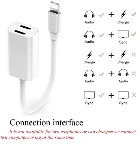 [Apple MFi Certified] iPhone Adapter & Splitter, 2 in 1 Dual Lightning Headphone Jack Aux Audio & Charge Adapter Dongle for iPhone 13/12/SE/11/XS/XR/X/8/7 Support Call + Charge + Sync + Music Control