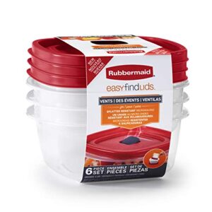 Rubbermaid Easy Find Vented Lids Food Storage Containers, Set of 30 (60 Pieces Total), Racer Red & Easy Find Lids Food Storage and Organization Containers, 3-Pack, Racer Red