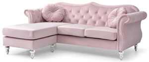 glory furniture hollywood reversible sectional, pink