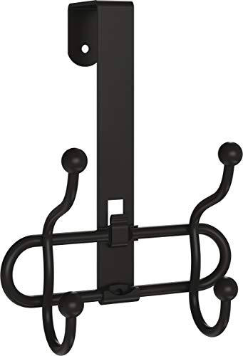 Franklin Brass OTD002F-FB-C 2-Hook Over The Door Storage Rack, Matte Black