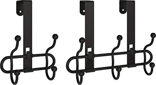 Franklin Brass OTD002F-FB-C 2-Hook Over The Door Storage Rack, Matte Black