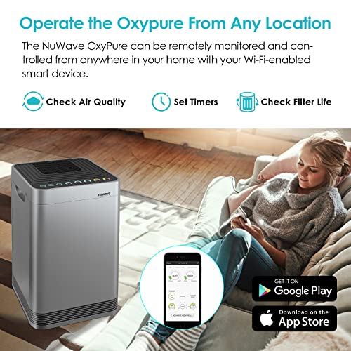 Nuwave Oxypure Air Purifier Pro for Extra Large Room, 4 HEPA/Carbon Filters with 5-Stage Enhanced Filtration System, Auto Function Monitors Air Quality &Manual for Optimal Purification
