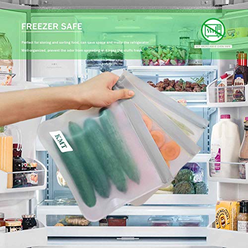 Large Reusable Food Storage Freezer Bags, Leakproof Flat Reusable Sandwich & Snack Freezer Bags, 12 Pack Gallon Food Storage Freezer Bags for Fruits, Veggies, Lunch, Meats, Cereals, Soup & Sauce Storage