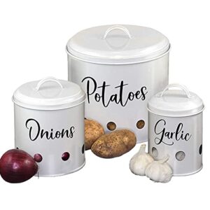 home acre designs food storage container with airtight lids for vegetables, potato, onion & garlic, set of 3, large