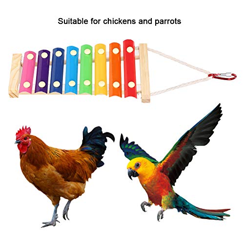 Zerodis Birds Hanging Xylophone Toy, Parrot Rooster Pecking Xylophone Toy Hen Relieve Boredom Percussion Toy with Different Sounds for Pet Parrot Bird