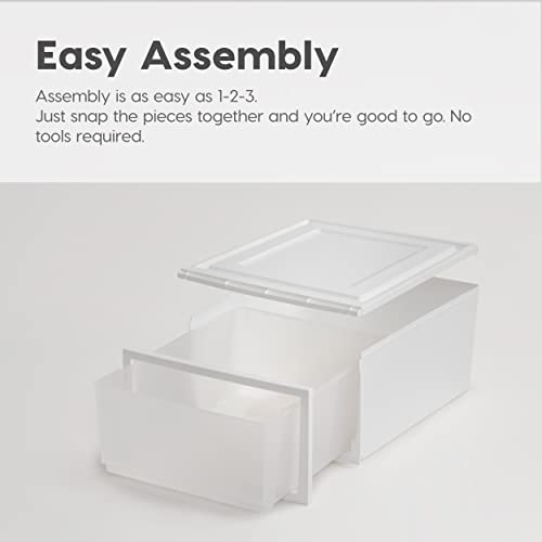 IRIS USA 42 Qt. Stackable Plastic Drawers for Clothes, Large, 4 Pack, Storage Dresser for Closet, Home, Office, Bedroom and Nursery, White