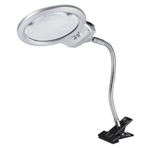 2 led lights 18inch length lighted desk magnifier, durable table top magnifier, for maps newspapers stamps reading reading magnifier