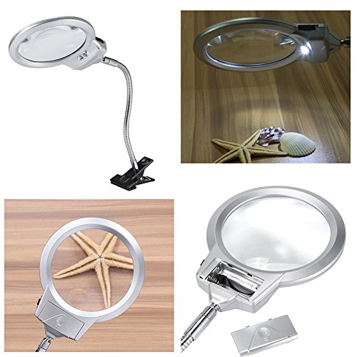 2 LED Lights 18inch Length Lighted Desk Magnifier, Durable Table Top Magnifier, for Maps Newspapers Stamps Reading Reading Magnifier