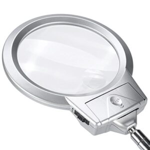 2 LED Lights 18inch Length Lighted Desk Magnifier, Durable Table Top Magnifier, for Maps Newspapers Stamps Reading Reading Magnifier