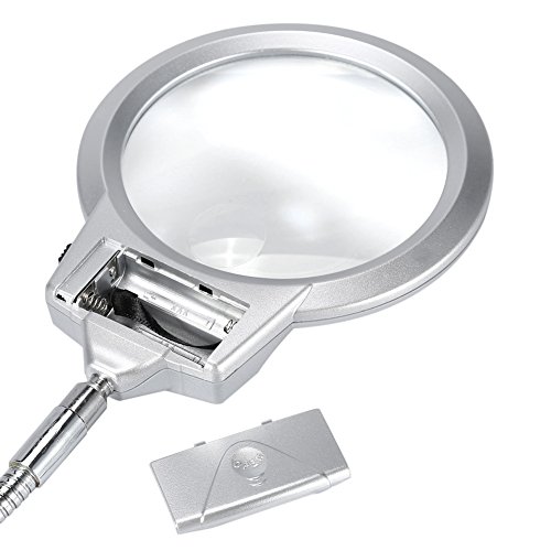 2 LED Lights 18inch Length Lighted Desk Magnifier, Durable Table Top Magnifier, for Maps Newspapers Stamps Reading Reading Magnifier