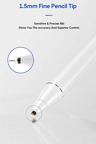 Stylus Pens for Touch Screens, Fine Point Stylist Pen Pencil Compatible with iPhone iPad Other Tablets (White)