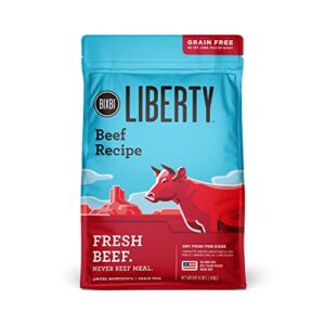 bixbi liberty grain free dry dog food, beef, 4 lbs - fresh meat, no meat meal, no fillers - gently steamed & cooked - no soy, corn, rice or wheat for easy digestion - usa made