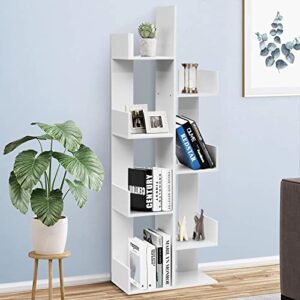 Tangkula 8 Shelf Bookshelf, Wood Bookcase with 8 Book Shelves, Free Standing Room Dividers, 57 x 20 x10 Inches, Display Storage Shelf for Books CDs Plants, Wooden Bookshelf for Home Office Decor