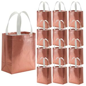 tosnail 40 pack 10 x 8 inch reusable grocery bags shopping tote bag with handle present bag gift bag for weddings, birthdays, party, event - rose gold