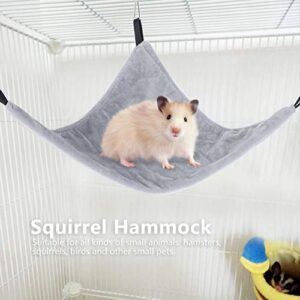 TOPINCN Small Animal Hammock Triangle Hanging Bed Sleeper Pet Nap Cage Accessories for Parrot Sugar Glider Hamster Ferret Squirrel Guinea Pig (Gray)