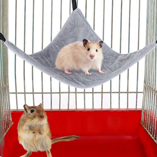 TOPINCN Small Animal Hammock Triangle Hanging Bed Sleeper Pet Nap Cage Accessories for Parrot Sugar Glider Hamster Ferret Squirrel Guinea Pig (Gray)