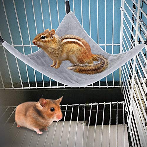 TOPINCN Small Animal Hammock Triangle Hanging Bed Sleeper Pet Nap Cage Accessories for Parrot Sugar Glider Hamster Ferret Squirrel Guinea Pig (Gray)