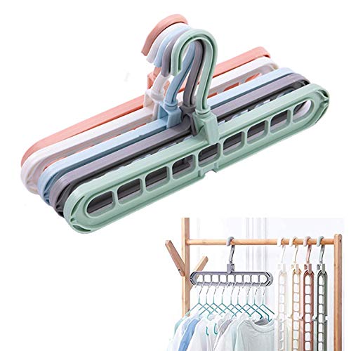 TOPSimpleusa Space Saving Hangers,Magic Hanger Multi-Function Folding Hanger,Wardrobe Drying Clothes Storage Closet Organizer Stacker(5/6 Pcs)(Multicolor)