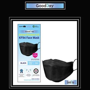 FLEXMON (Pack of 20) Korea Black Disposable KF94 Face Masks 4-Layer Filters Breathable Comfortable Protection, Protective Nose Mouth Covering Dust Mask Made in Korea
