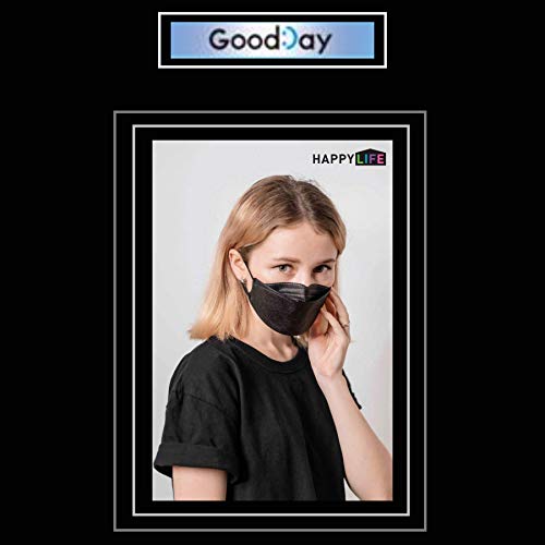 FLEXMON (Pack of 20) Korea Black Disposable KF94 Face Masks 4-Layer Filters Breathable Comfortable Protection, Protective Nose Mouth Covering Dust Mask Made in Korea