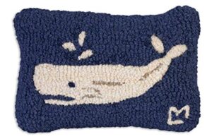 chandler 4 corners artist-designed little whale hand-hooked wool decorative petite throw pillow (8” x 12”)