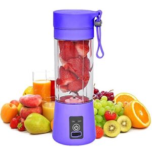 aizbao portable blender, 380ml six blades 3d juice cup, small fruit mixer, personal mixer fruit rechargeable with usb, mini blender for milk shakes, smoothie, fruit juice (purple)