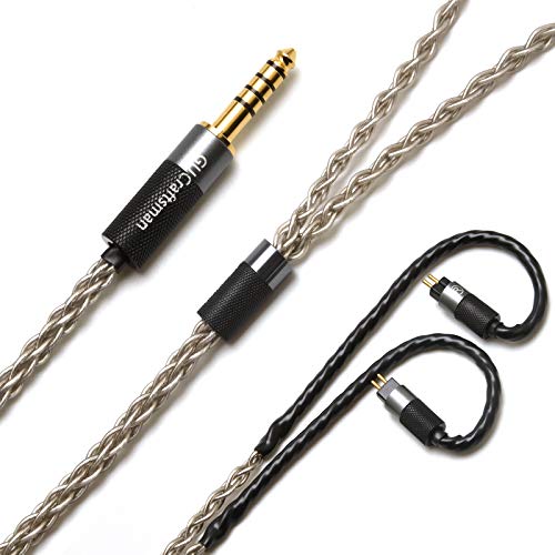 GUCraftsman 0.78mm 2Pin 6N Single Crystal Silver 2.5mm/4.4mm Balance Earphone Upgrade Cable for Oriolus Audeze iSINE20 LCDi3 64audio A12t TIA RE2000 Legend X Billie Vision VE6 DUNU SA6 (4.4mm Plug)