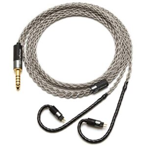 GUCraftsman 0.78mm 2Pin 6N Single Crystal Silver 2.5mm/4.4mm Balance Earphone Upgrade Cable for Oriolus Audeze iSINE20 LCDi3 64audio A12t TIA RE2000 Legend X Billie Vision VE6 DUNU SA6 (4.4mm Plug)