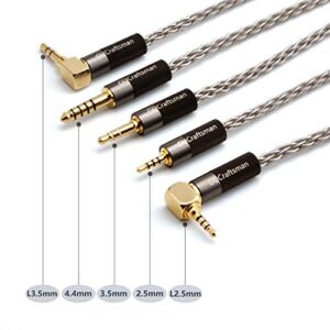GUCraftsman 0.78mm 2Pin 6N Single Crystal Silver 2.5mm/4.4mm Balance Earphone Upgrade Cable for Oriolus Audeze iSINE20 LCDi3 64audio A12t TIA RE2000 Legend X Billie Vision VE6 DUNU SA6 (4.4mm Plug)