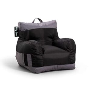big joe dorm bean bag chair with drink holder and pocket, two tone black smartmax, 3ft