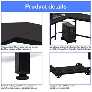 Meetperfect Corner Desk L-Shape Desk Wooden Computer Desk Gaming Table Home Office Desk Office Table Corner Table with Large Monitor Computer Stand, PC Laptop Study Table Workstation, 55"+37", Black