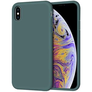 iphone xs max case, anuck soft silicone gel rubber bumper case anti-scratch microfiber lining hard shell shockproof full-body protective case cover for apple iphone xs max 6.5" 2018 - pine green