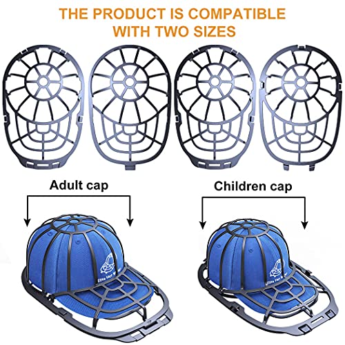 Eiito Hat washer for Washing machcine, 2 Pack Hat Cleaner for Baseball Caps Hat Shaper for Dishwasher, 2 Sizes-4 Pcs Hat Cage Rack Frame fit Adult and Children Wash Caps