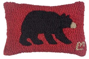 chandler 4 corners artist-designed black bear hand-hooked wool decorative petite throw pillow (8” x 12”)
