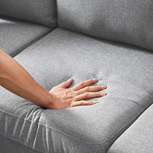 Zushule Convertible Sectional Couch with Chaise Lounge for Living Room, Adjustable Left Hand Facing L-Shaped Reversible Sofa with 4 Seats and Pillows for House Furniture (Light Grey)