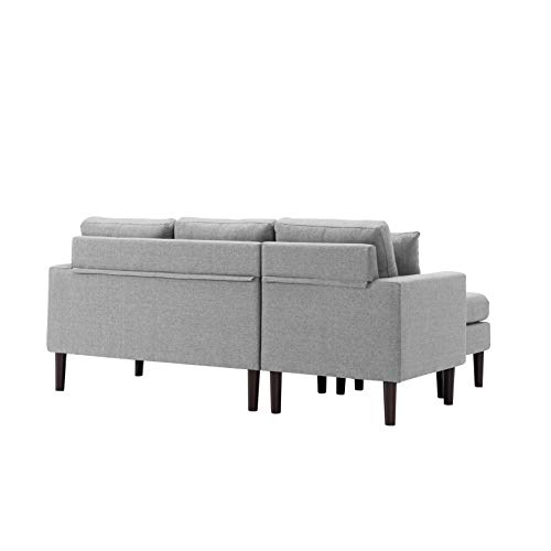 Zushule Convertible Sectional Couch with Chaise Lounge for Living Room, Adjustable Left Hand Facing L-Shaped Reversible Sofa with 4 Seats and Pillows for House Furniture (Light Grey)