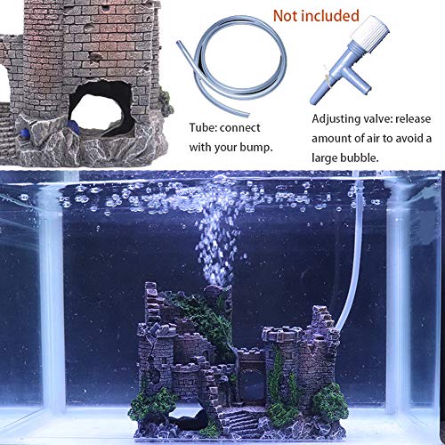 Ulifery Castle Ruins Aquarium Decorations Moss Fish Tank Ornaments with Bubbler for Betta Hideout