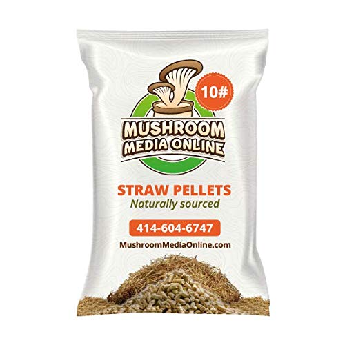 MushroomMediaOnline Wheat Straw Pellets - Great for Gourmet Mushroom Growing Substrate, High Absorption; 10 Pounds