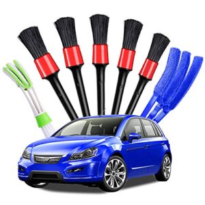 AIFUDA 10 Pcs Car Cleaning Brush Kit, Detail Brush (Set of 5), Wire Brush, Blinds Brush and Air Vent Brush, for Auto Detailing Cleaning Car Motorcycle Interior, Exterior, Leather, Air Vents