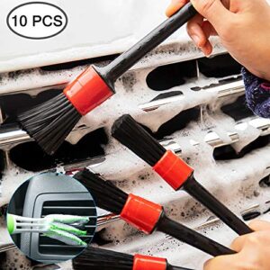 AIFUDA 10 Pcs Car Cleaning Brush Kit, Detail Brush (Set of 5), Wire Brush, Blinds Brush and Air Vent Brush, for Auto Detailing Cleaning Car Motorcycle Interior, Exterior, Leather, Air Vents