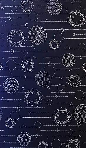 Sashiko Panel Fabric: Circle Wreaths - Pre-Printed 24" x 44"