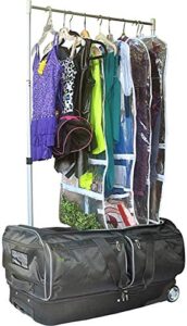 ecogear 28" travel dance duffel,dance costume rack duffle carry-on rolling luggage with large rolling duffel bag, in-line wheel garment rack