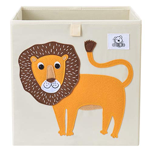 CLCROBD Foldable Animal Cube Storage Bins Fabric Toy Box/Chest/Organizer for Toddler/Kids Nursery, Playroom, 13 inch (Lion)