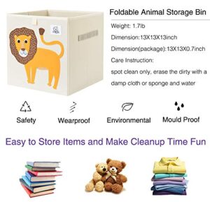 CLCROBD Foldable Animal Cube Storage Bins Fabric Toy Box/Chest/Organizer for Toddler/Kids Nursery, Playroom, 13 inch (Lion)