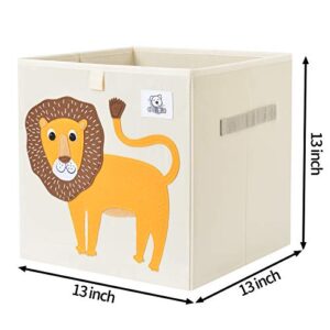 CLCROBD Foldable Animal Cube Storage Bins Fabric Toy Box/Chest/Organizer for Toddler/Kids Nursery, Playroom, 13 inch (Lion)