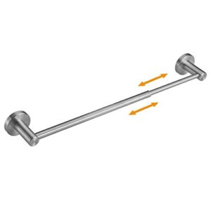 hoimpro adjustable 15.2 to 27.8 inch single towel bar for bathroom, expandable sus304 stainless steel bath towel holder, wall mount with screws towel bar rod hotel style, brushed nickel