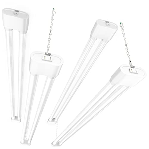 Ensenior 4 Pack Linkable Led Shop Light 4ft for Garage, 4400 High Lumens, 36W Equivalent 280W, 5000K Daylight, 48 Inch Utility Shop led Lights, Surface or Hanging Mount Fixtures, White, ETL Certified